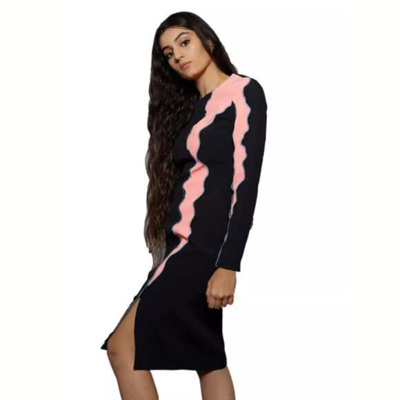 VERSACE Runway F/W 2016 Navy Blue Pink Panelled Wave Dress NWT IT Sz 42 - Picture 10 of 10